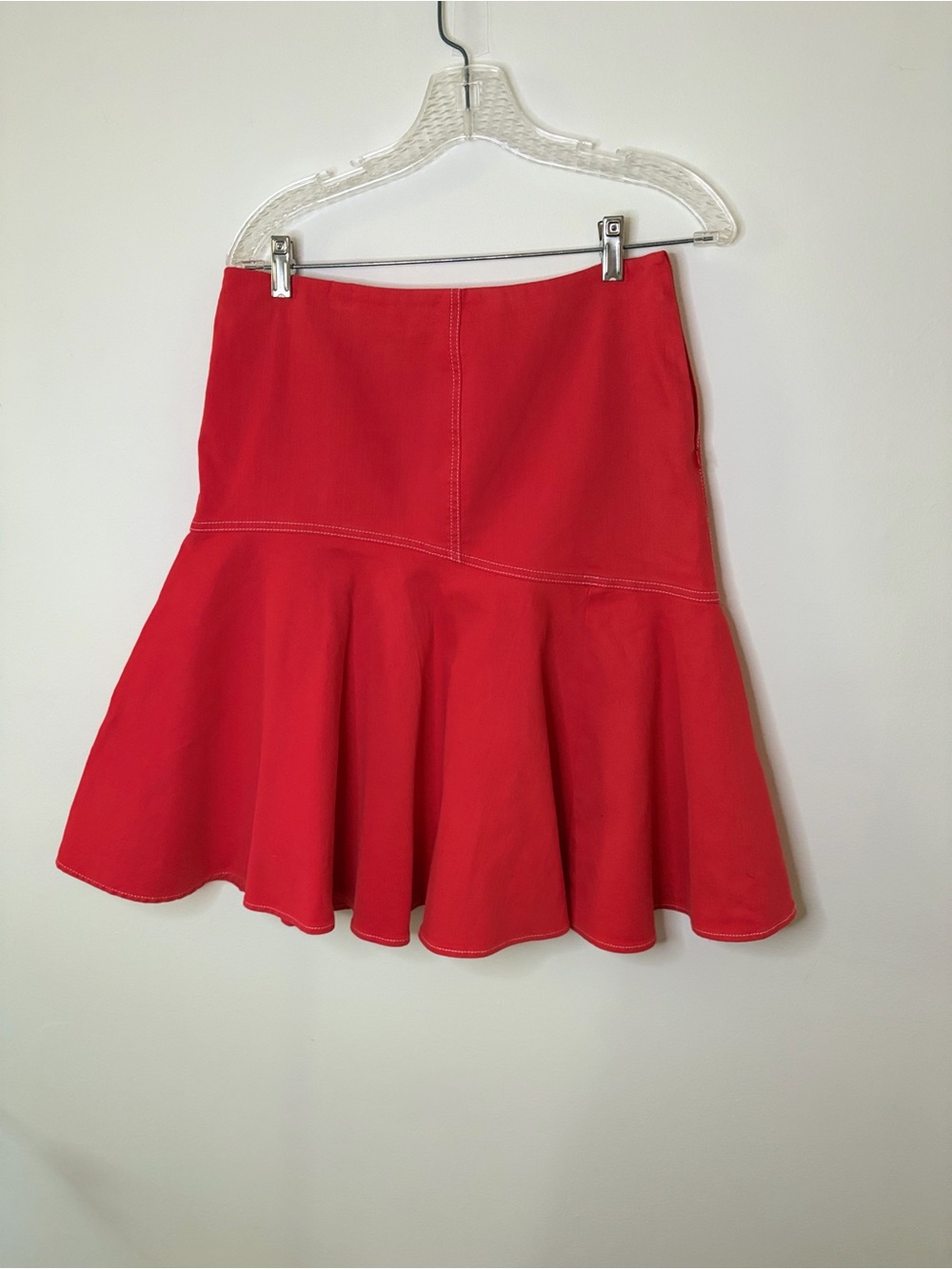Red Flared A-Line Skirt